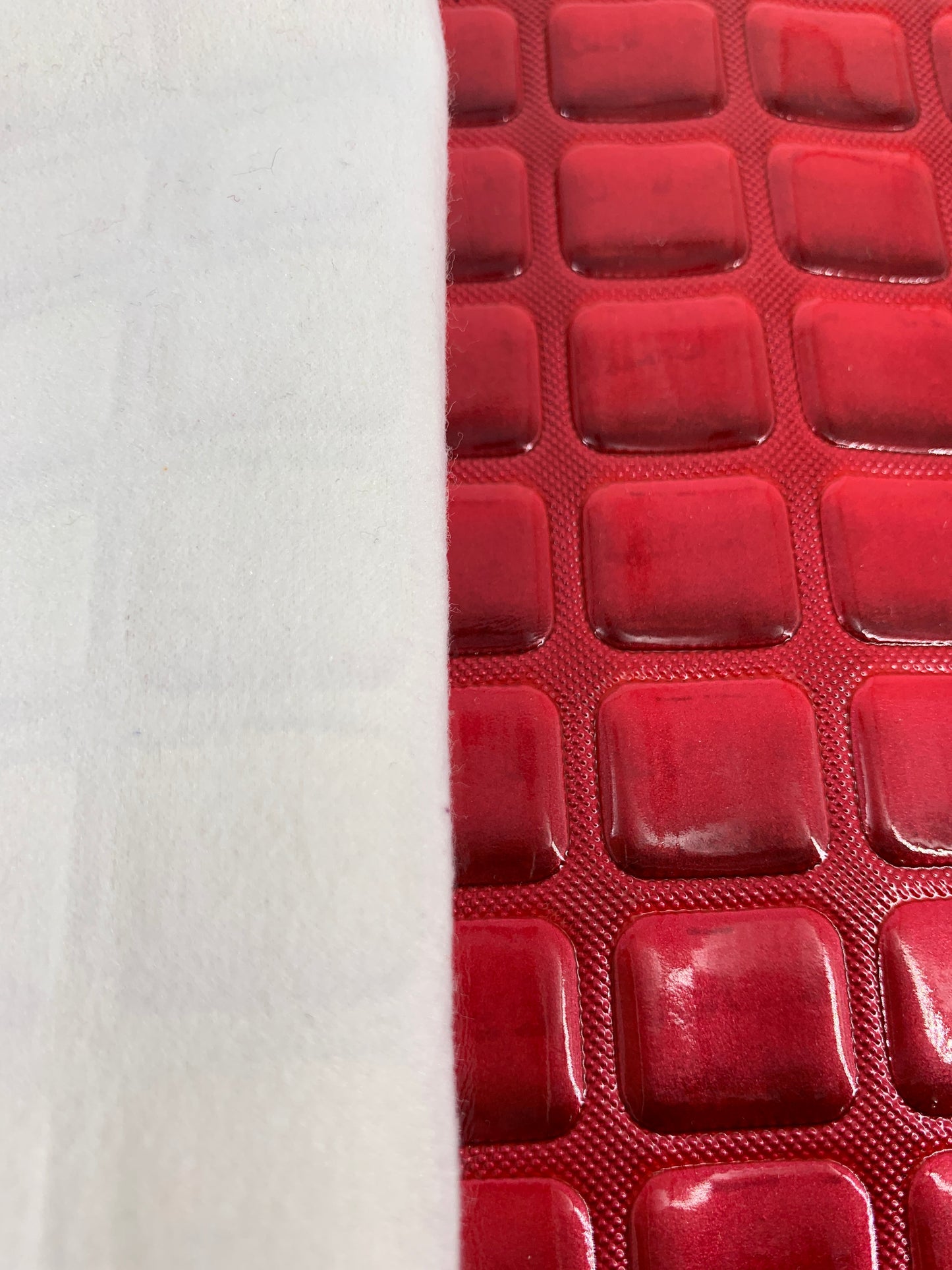 Red Embossed Squares Vinyl - 18” x 56”