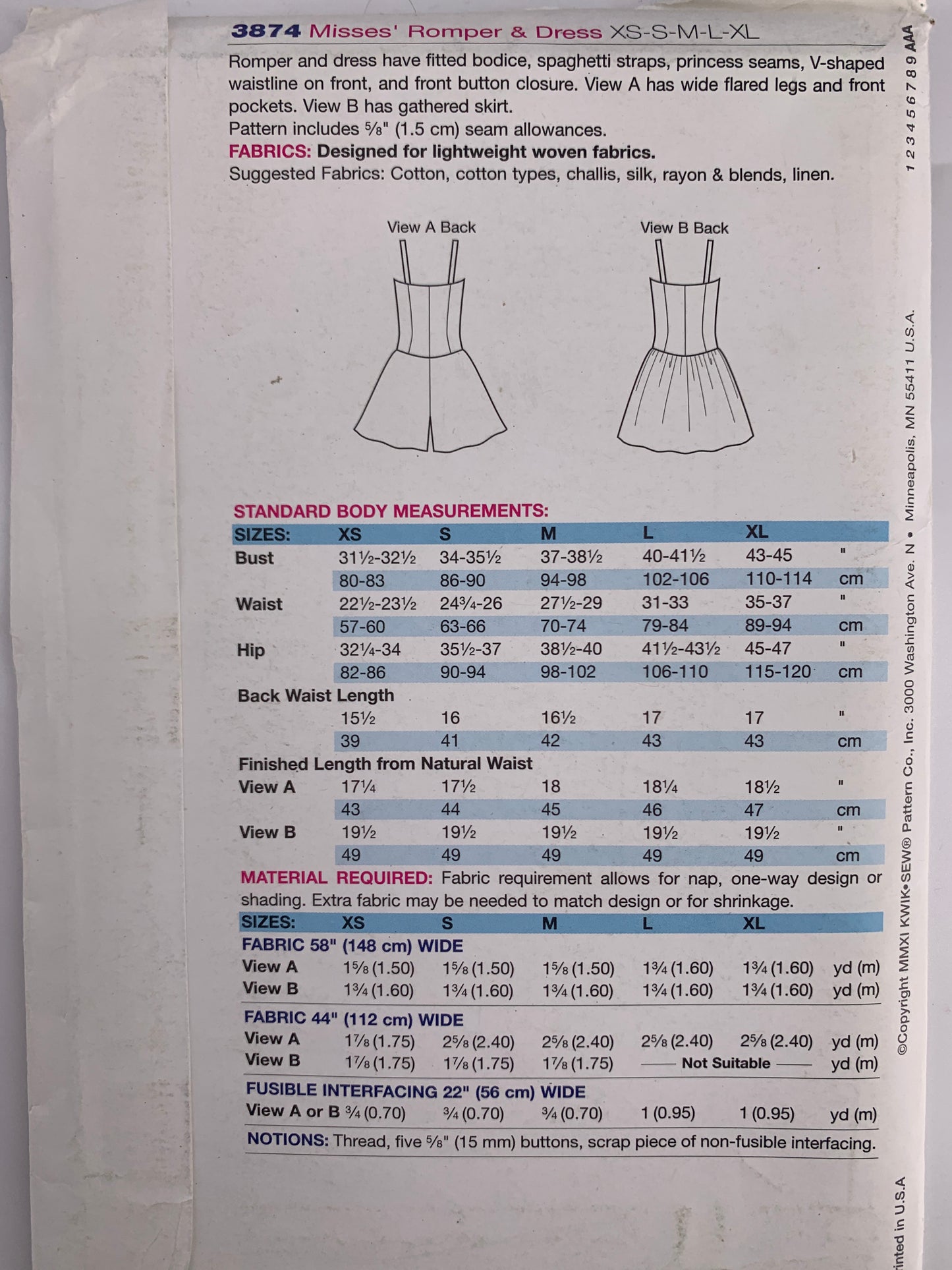 Kwik Sew 3874