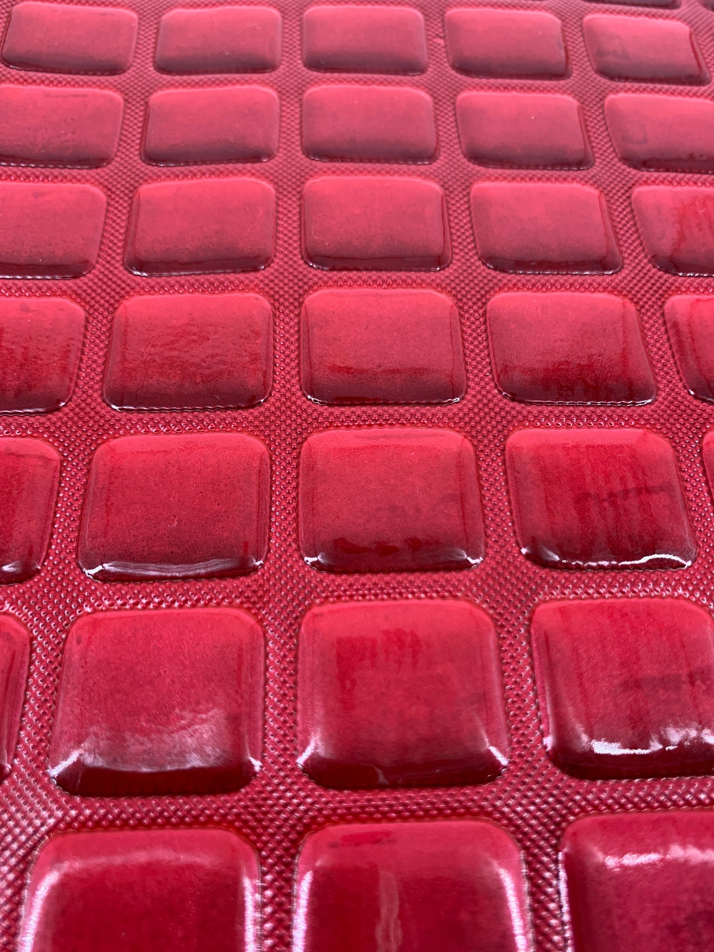 Red Embossed Squares Vinyl - 18” x 56”