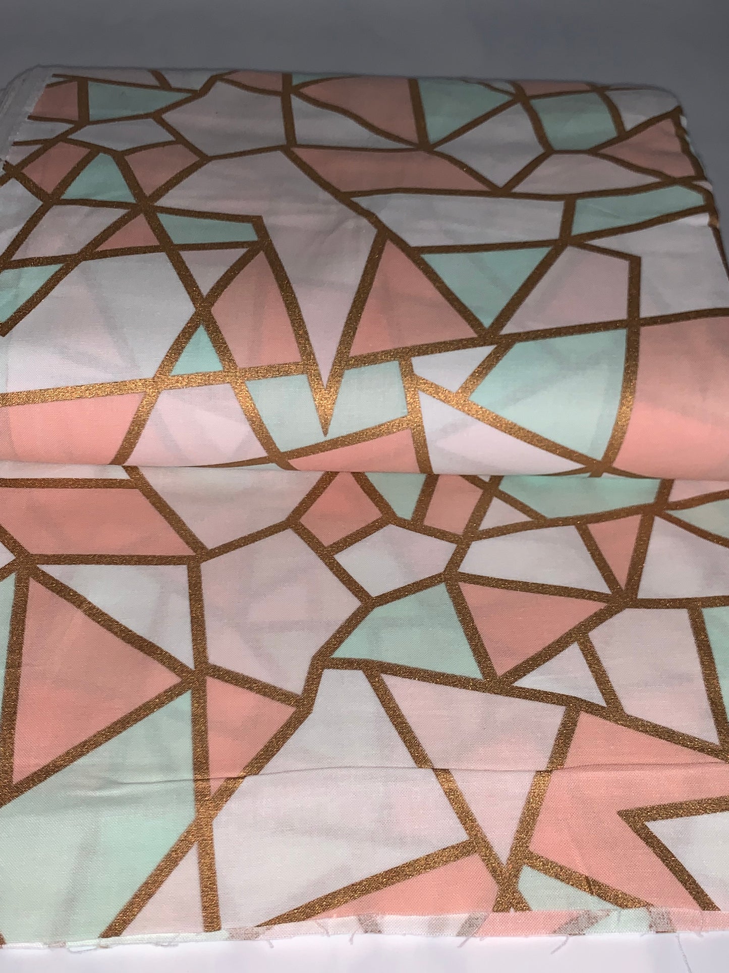 Mint & Coral with Metallic Geo Shapes