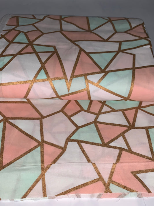 Mint & Coral with Metallic Geo Shapes