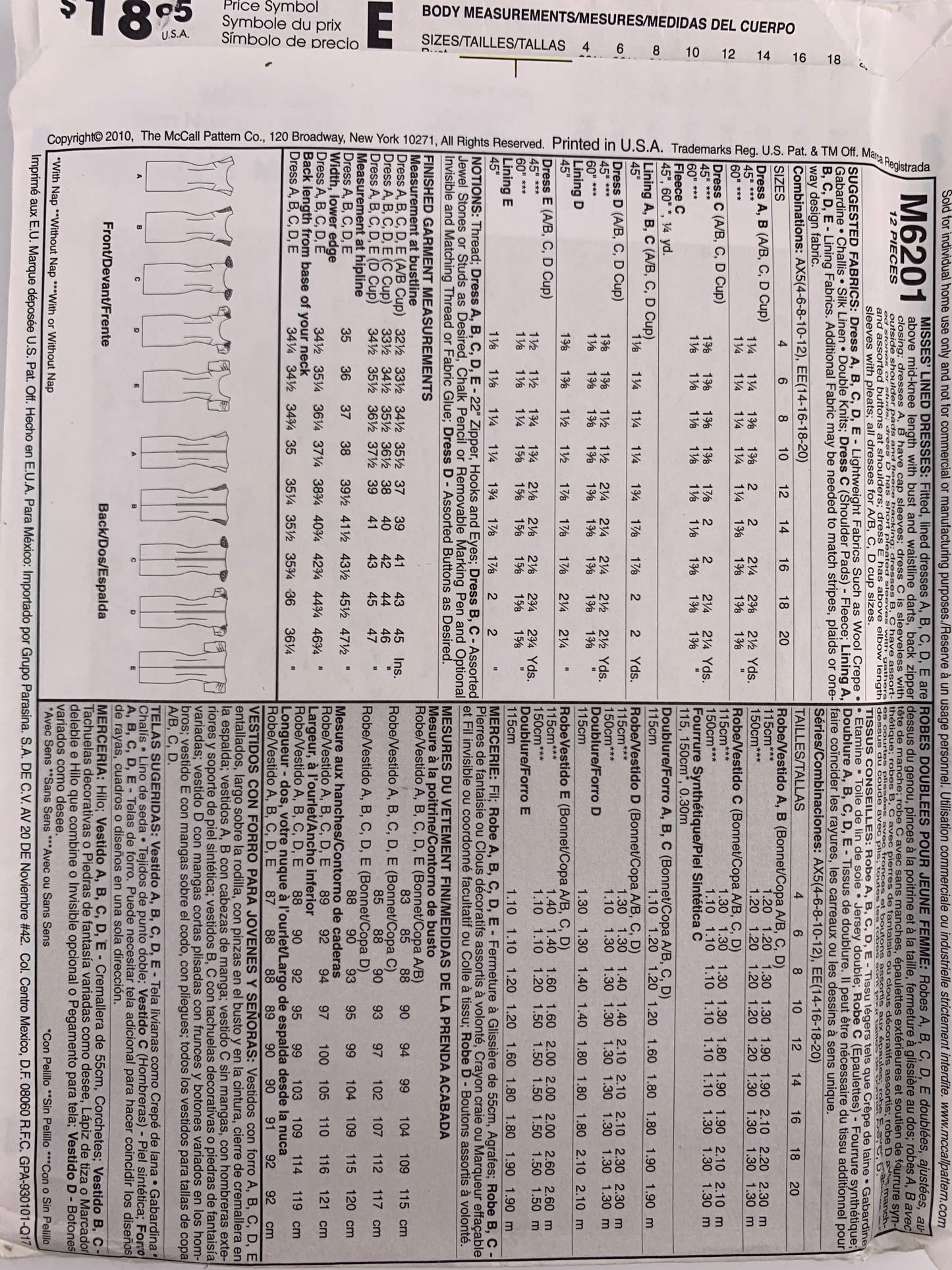 Mccall’s M6201