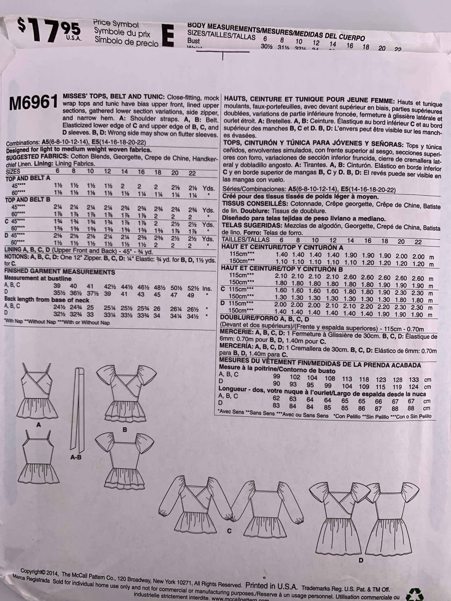 Mccall’s M6961
