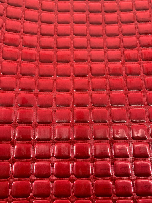 Red Embossed Squares Vinyl - 18” x 56”