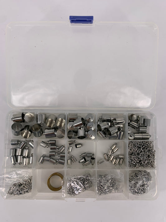 Silver Plated Barrel Leather Cord Ends